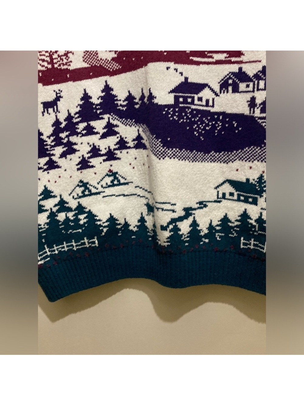 Vintage 90s Northern Reflections Winter Scene Knit Cardigan Size Medium - Picture 7 of 12